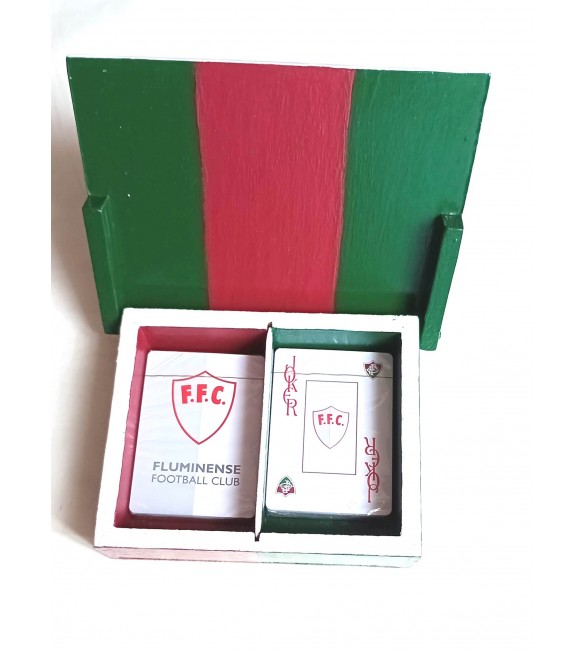 Kit Torcedor Fluminense 01 caixa MDF com tampa + 02 Baralhos